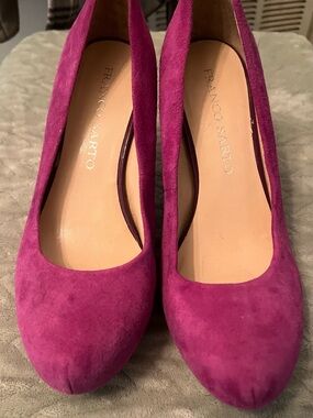 Franco Sarto Magenta Suede Almond-Toe Pumps